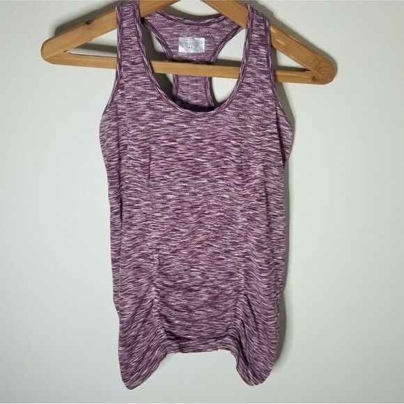 Athleta Fastest Track Racerback Tank Wine Burgundy Space Dyed Athletic Top L - Picture 2 of 6